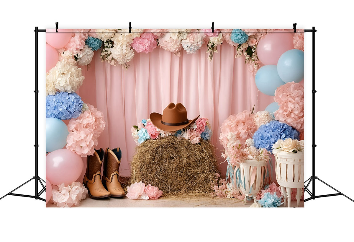 Cowgirl Backdrop Ideas Floral Western Charm Kids Backdrop UK GQ5-154