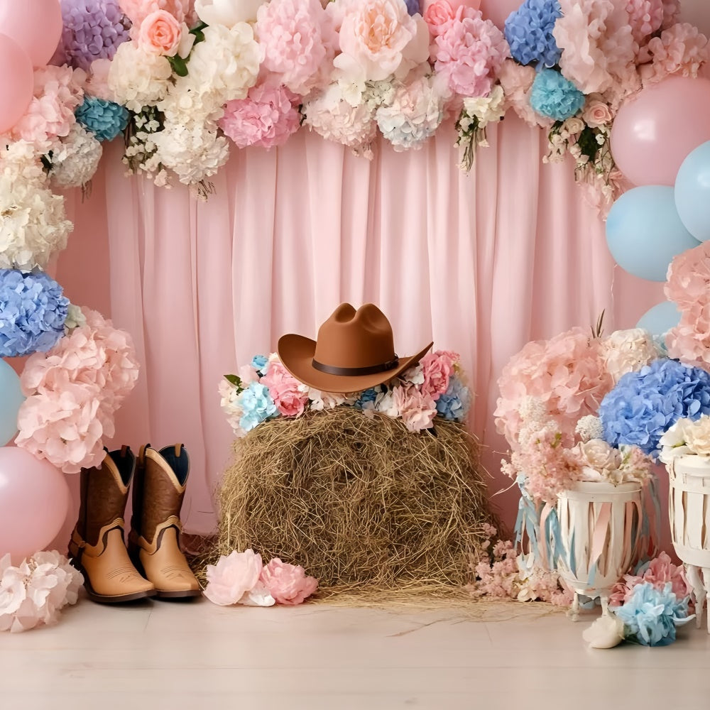 Cowgirl Backdrop Ideas Floral Western Charm Kids Backdrop UK GQ5-154
