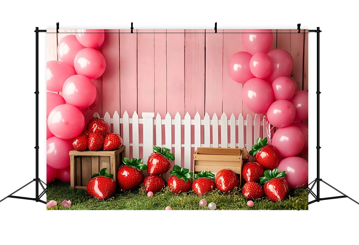 Children Backdrops Strawberry Balloon Garden Backdrop UK GQ5-157