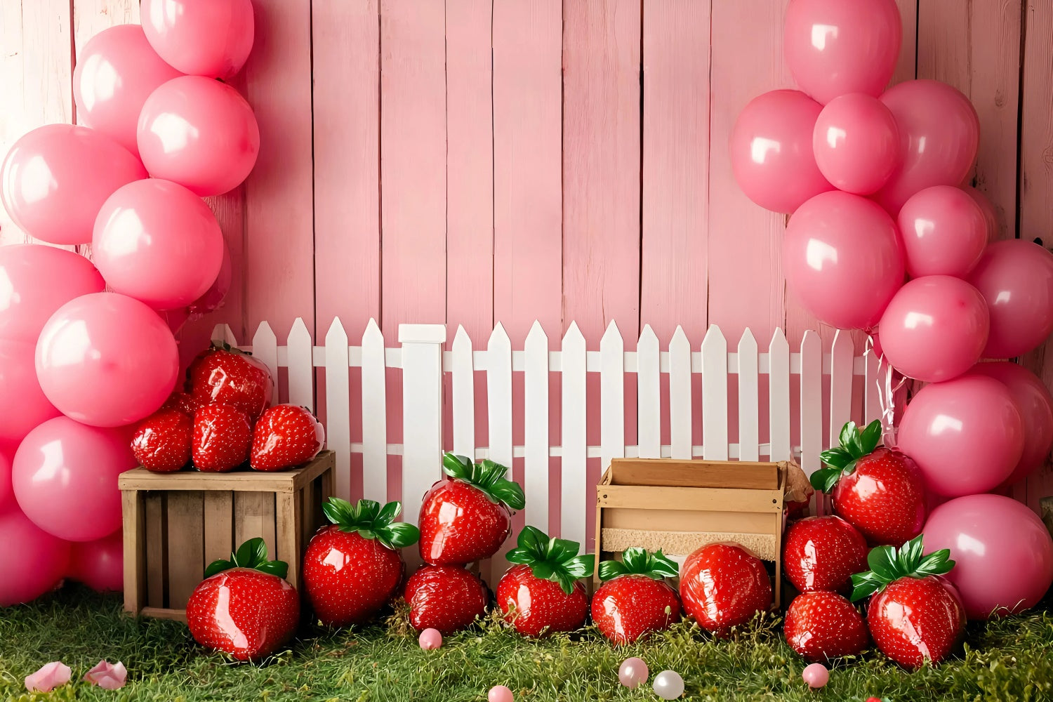 Children Backdrops Strawberry Balloon Garden Backdrop UK GQ5-157