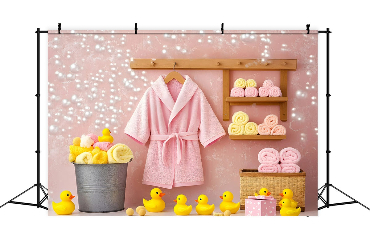 Photography Backdrops For Kids Pink Robe Duckies Backdrop UK GQ5-160