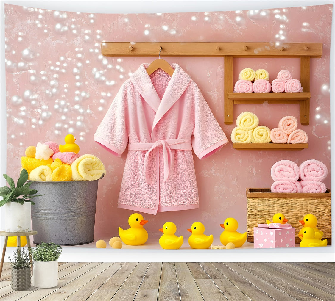 Photography Backdrops For Kids Pink Robe Duckies Backdrop UK GQ5-160