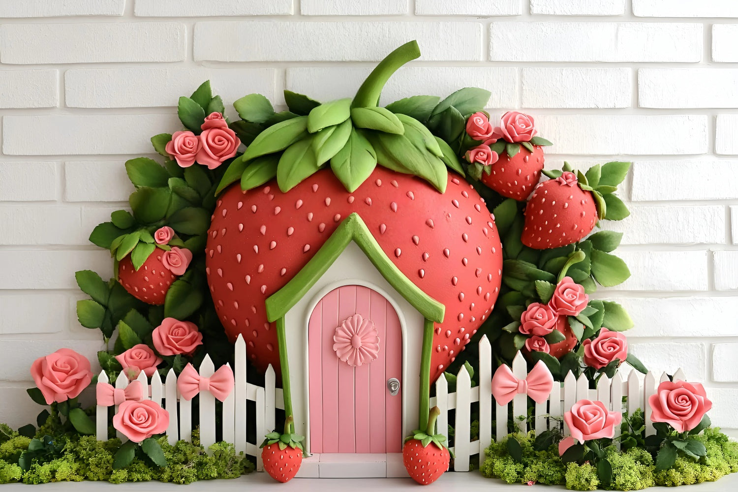 Kids Photo Backdrop Sweet Strawberry Garden Backdrop UK GQ5-162