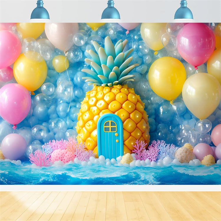 Newborn Photo Backdrop Pineapple Party Balloon Backdrop UK GQ5-164
