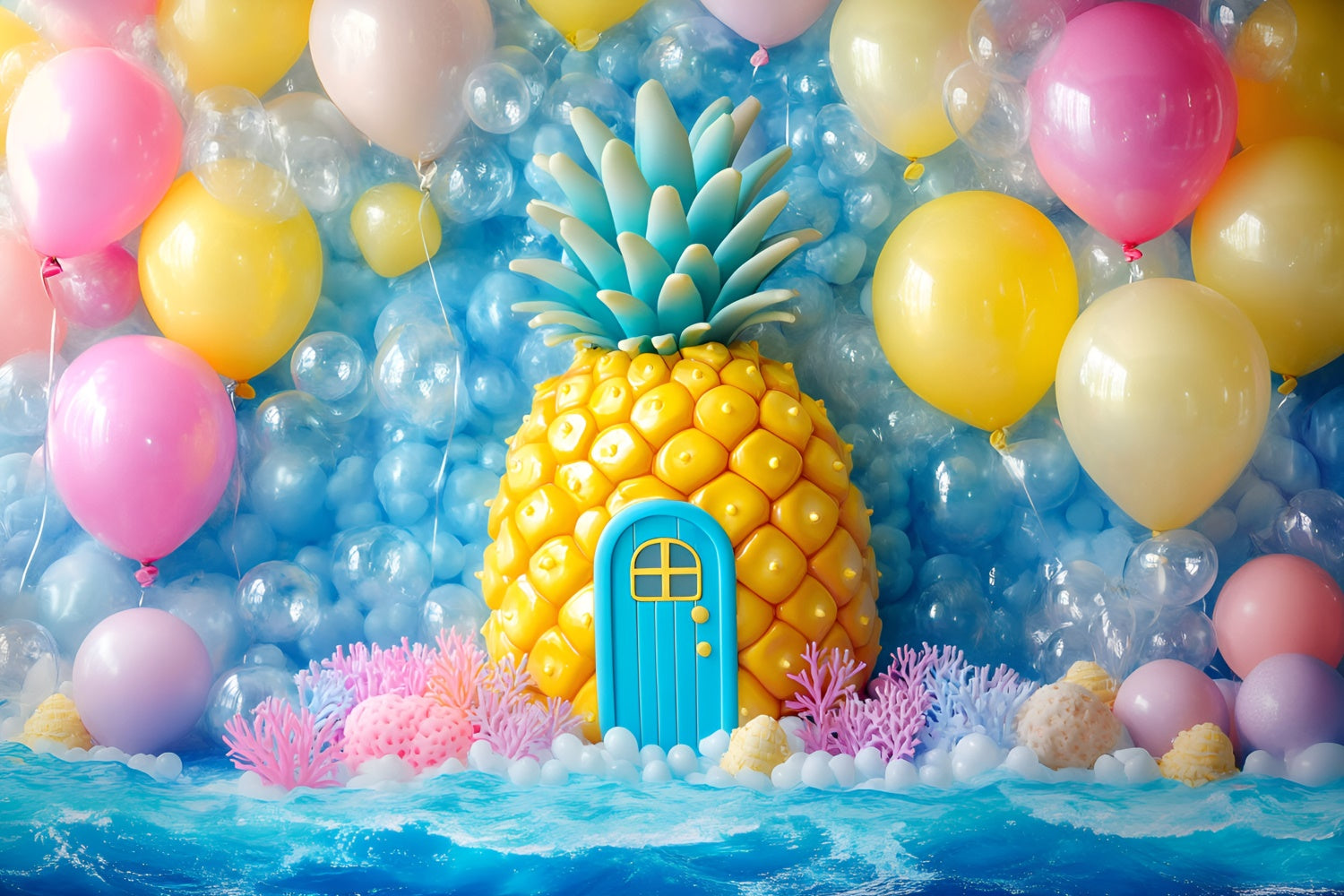 Newborn Photo Backdrop Pineapple Party Balloon Backdrop UK GQ5-164