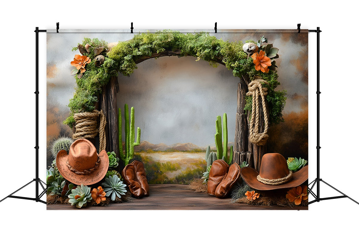 Western Cowboy Backdrop Cactus Cowpoke Party Kids Backdrop UK GQ5-166