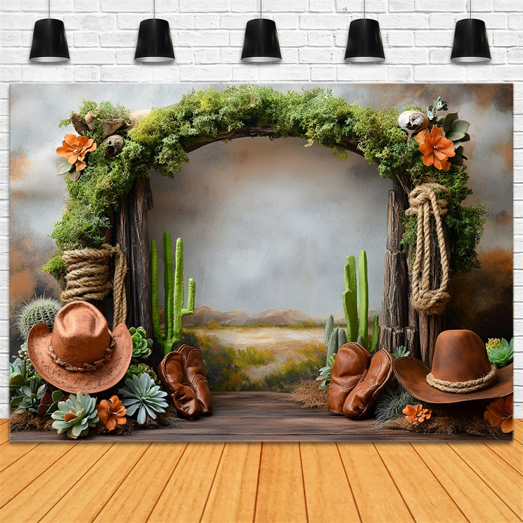 Western Cowboy Backdrop Cactus Cowpoke Party Kids Backdrop UK GQ5-166