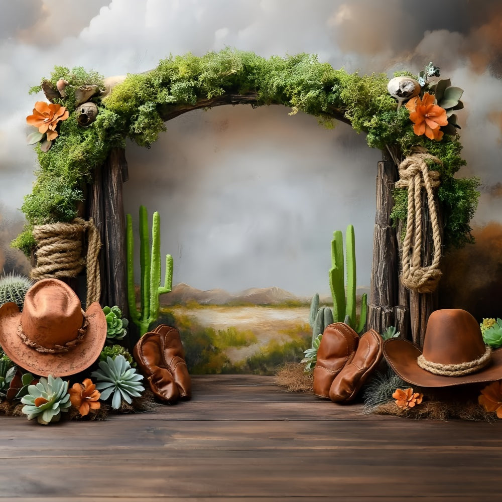 Western Cowboy Backdrop Cactus Cowpoke Party Kids Backdrop UK GQ5-166