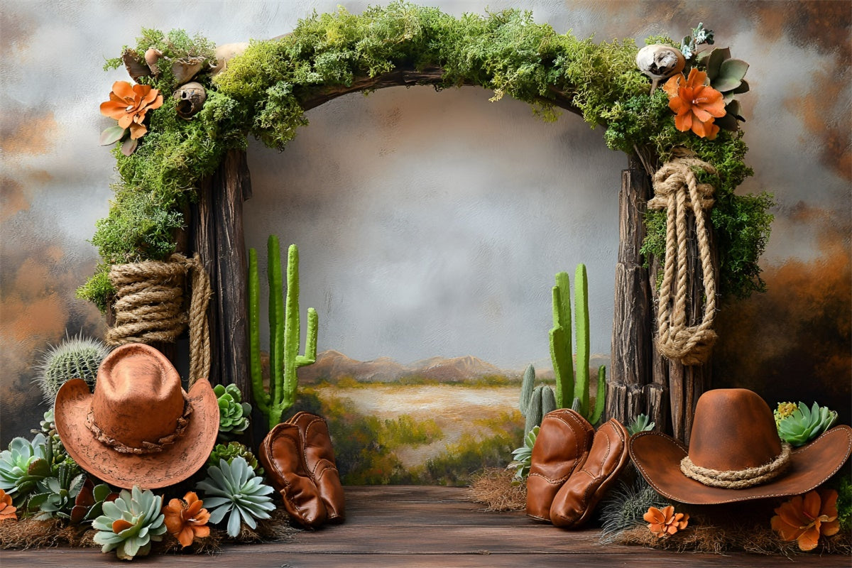 Western Cowboy Backdrop Cactus Cowpoke Party Kids Backdrop UK GQ5-166