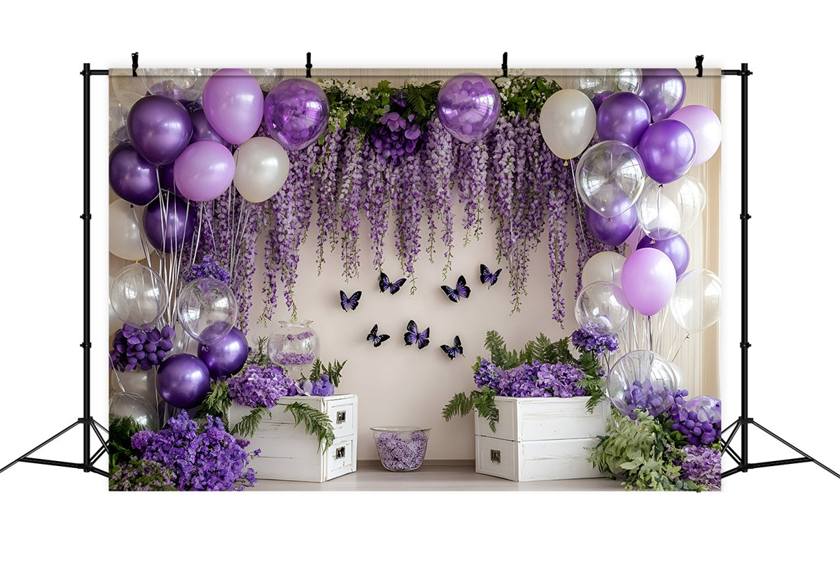 Newborn Photography Backdrop Purple Balloon Blossom Backdrop UK GQ5-169
