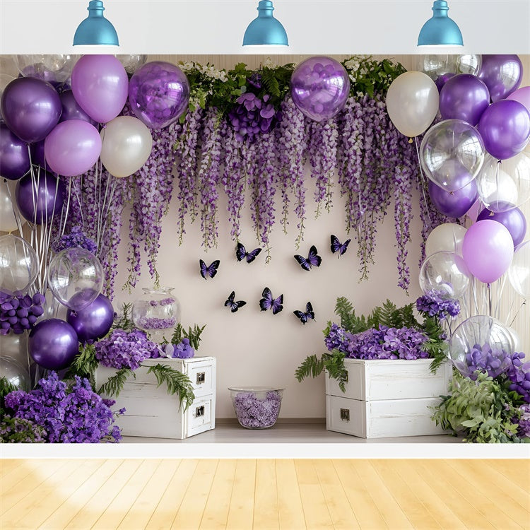 Newborn Photography Backdrop Purple Balloon Blossom Backdrop UK GQ5-169