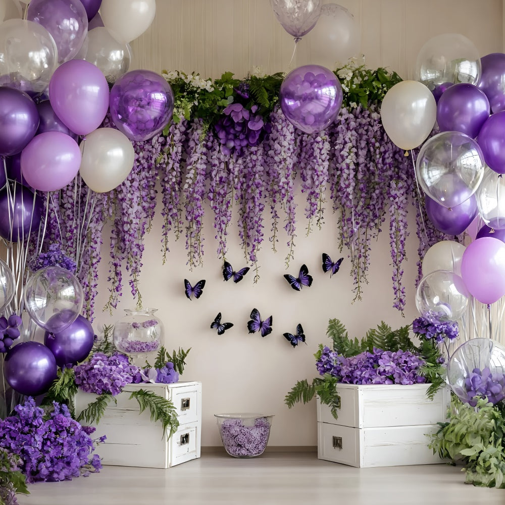 Newborn Photography Backdrop Purple Balloon Blossom Backdrop UK GQ5-169