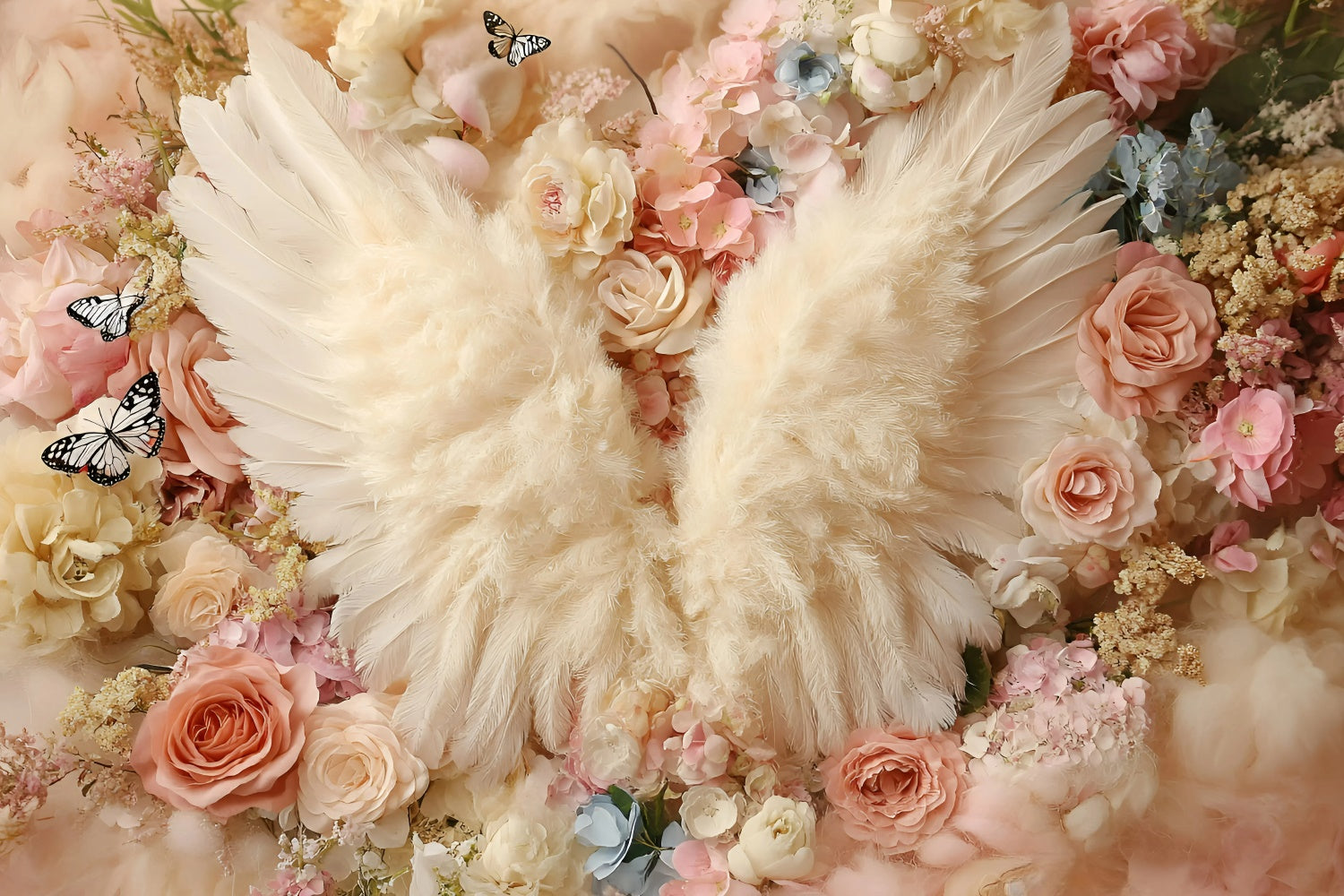 Kids Backdrops Angel Wings Blossom Garden Backdrop UK GQ5-171