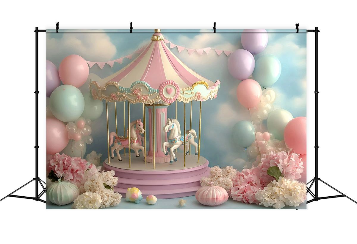 Children Backdrops Pastel Carousel Fantasy Backdrop UK GQ5-174