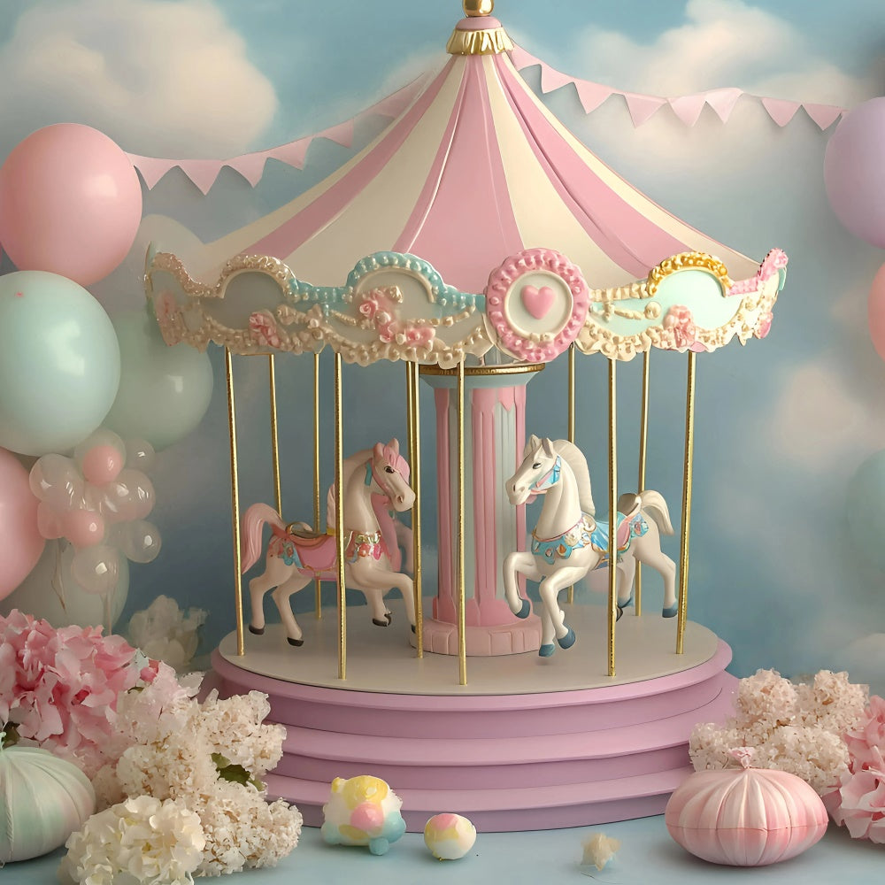 Children Backdrops Pastel Carousel Fantasy Backdrop UK GQ5-174