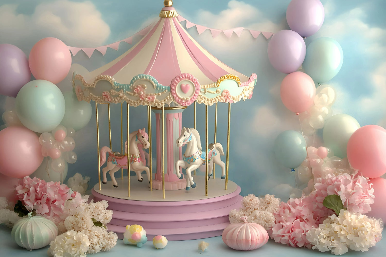 Children Backdrops Pastel Carousel Fantasy Backdrop UK GQ5-174