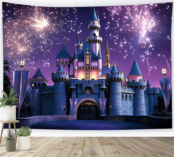 Castle Photo Backdrop Firework Magic Castle Kids Backdrop UK GQ5-178