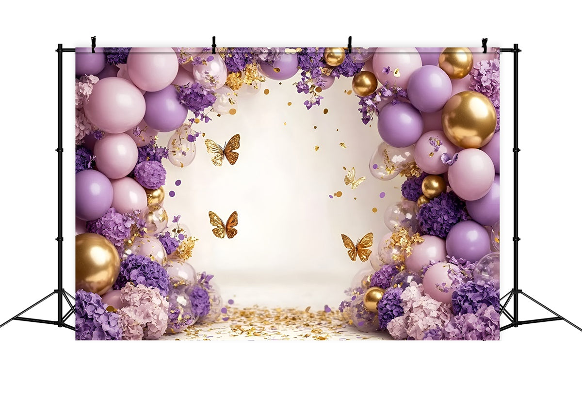 Butterfly Photo Backdrop Balloon Purple Blossom Kids Backdrop UK GQ5-184
