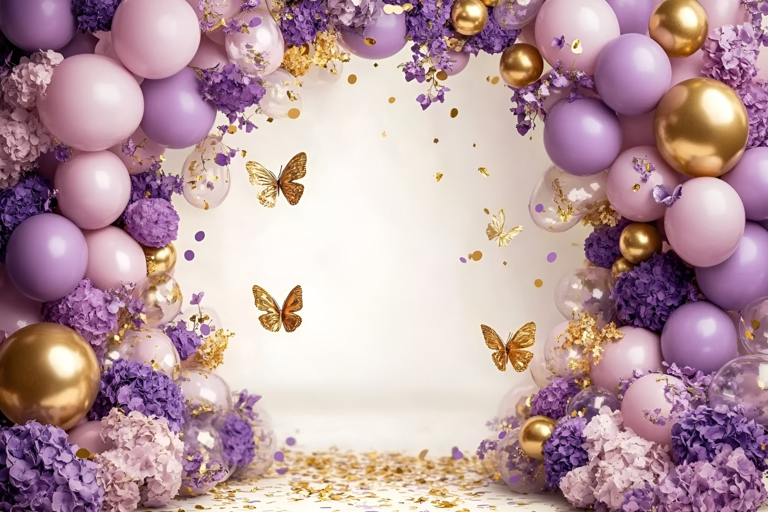 Butterfly Photo Backdrop Balloon Purple Blossom Kids Backdrop UK GQ5-184
