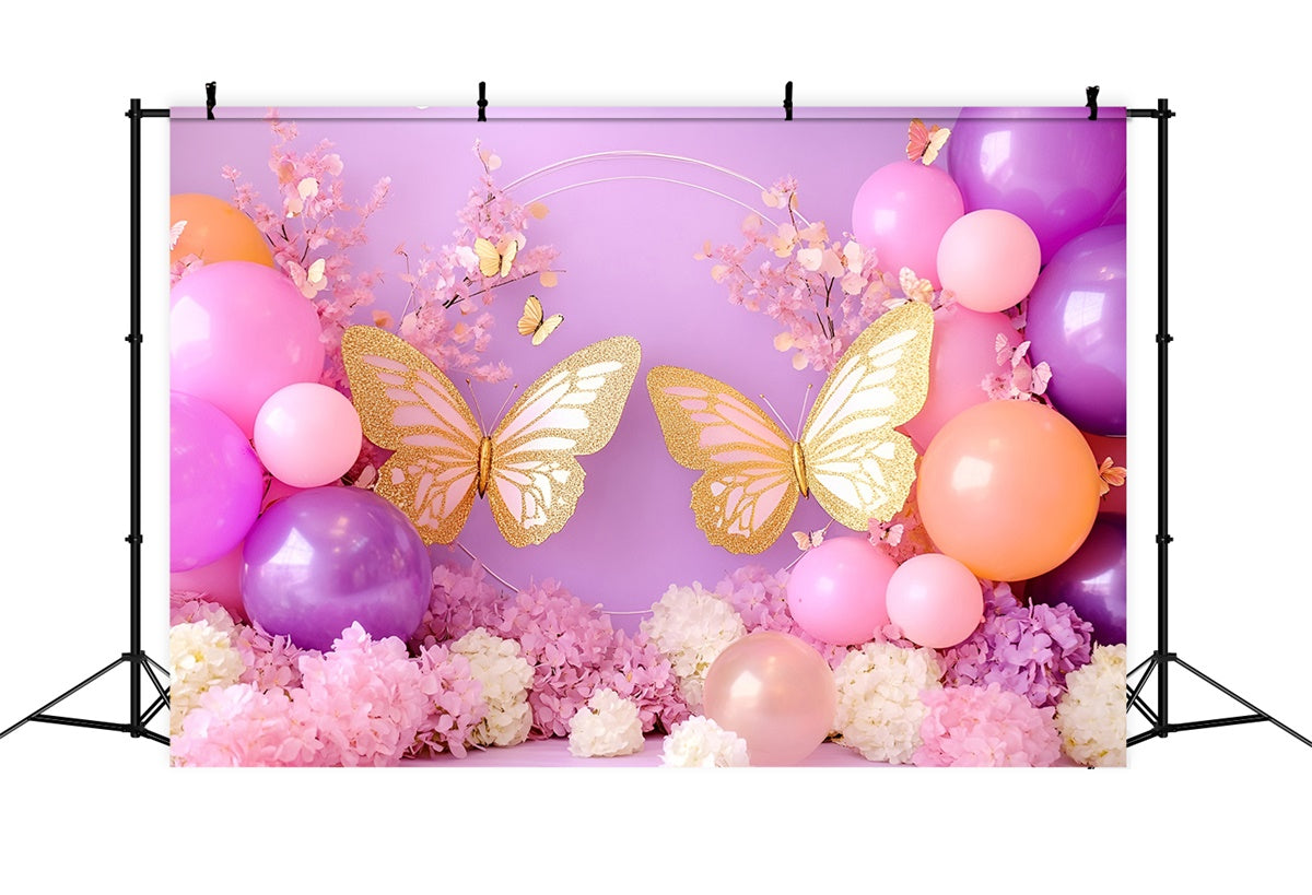 Butterfly Backdrops Gold Butterfly Balloon Newborn Backdrops UK GQ5-186