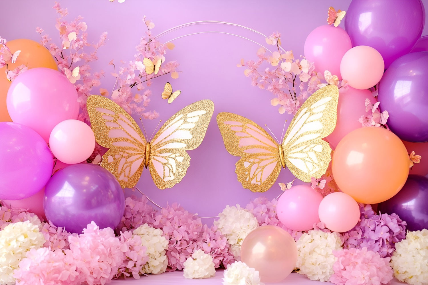 Butterfly Backdrops Gold Butterfly Balloon Newborn Backdrops UK GQ5-186