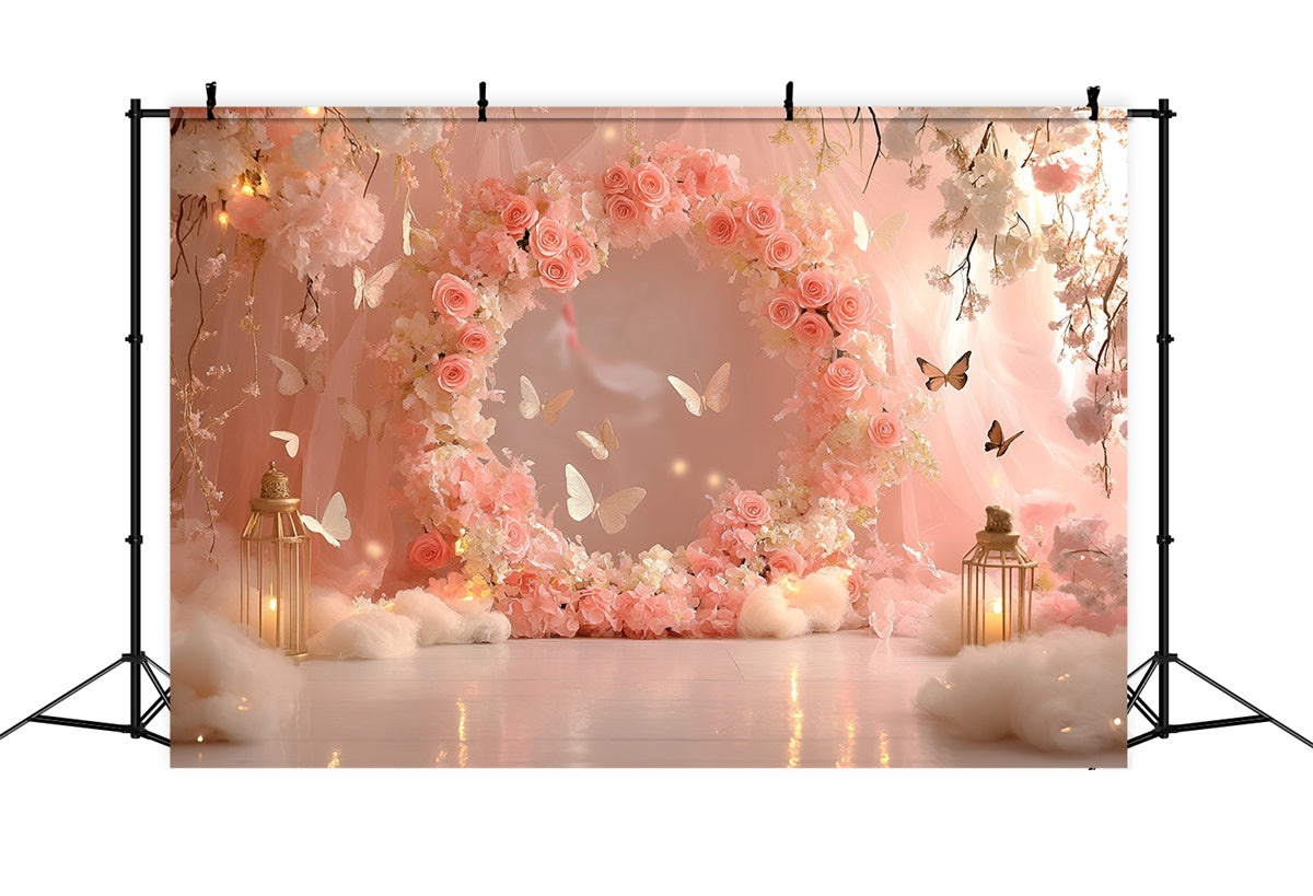 Butterfly Photo Backdrop Rose Ring Fairy Tale Newborn Backdrop UK GQ5-188