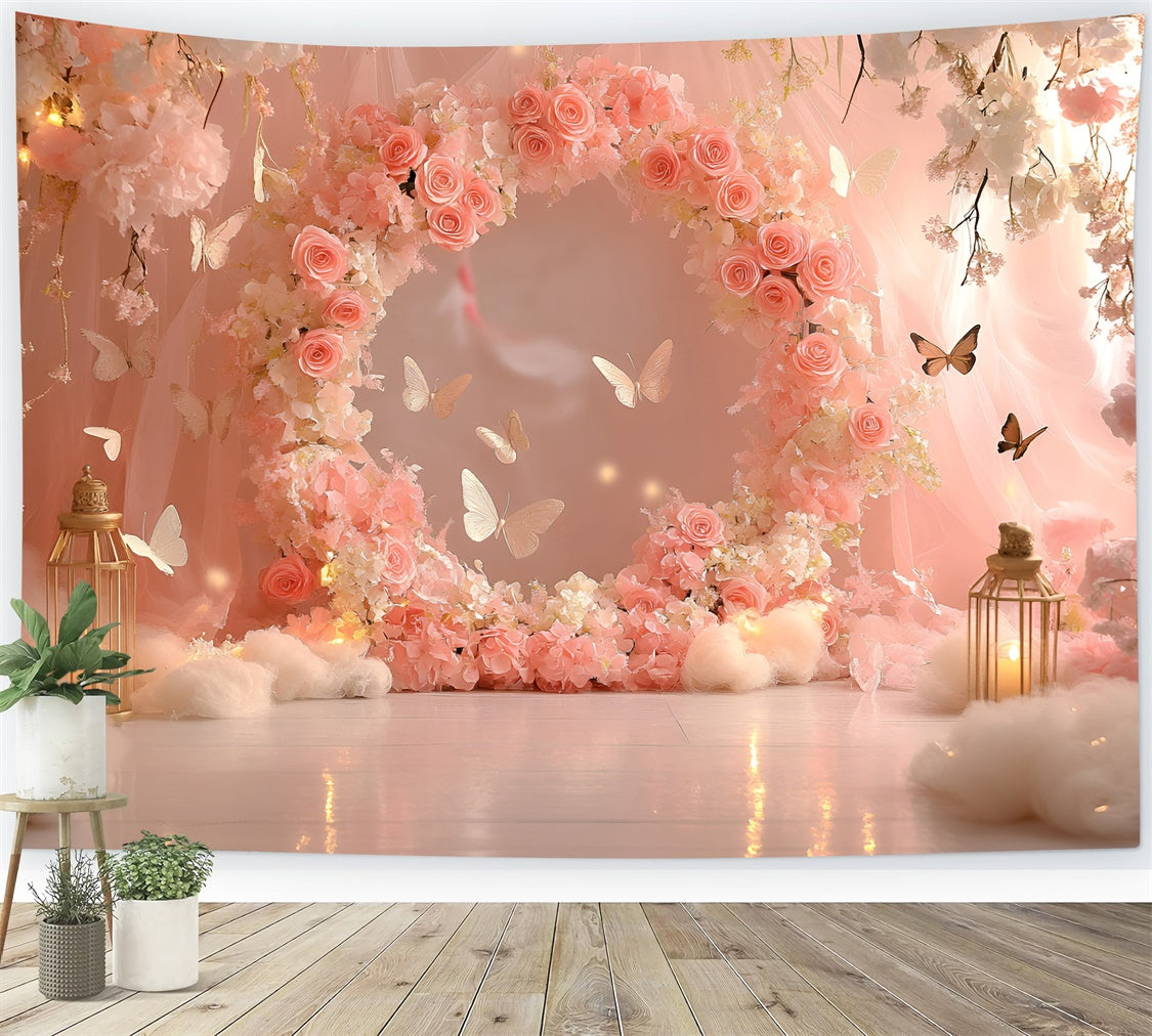 Butterfly Photo Backdrop Rose Ring Fairy Tale Newborn Backdrop UK GQ5-188