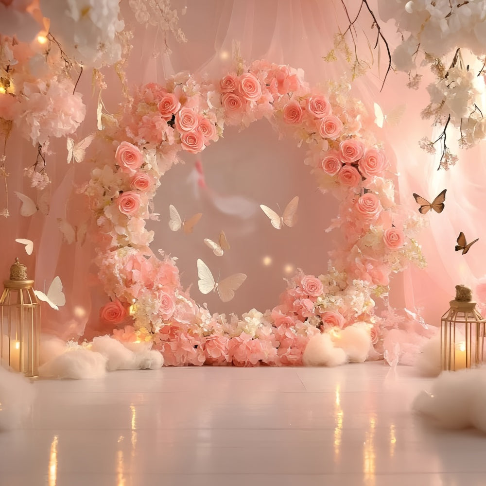 Butterfly Photo Backdrop Rose Ring Fairy Tale Newborn Backdrop UK GQ5-188