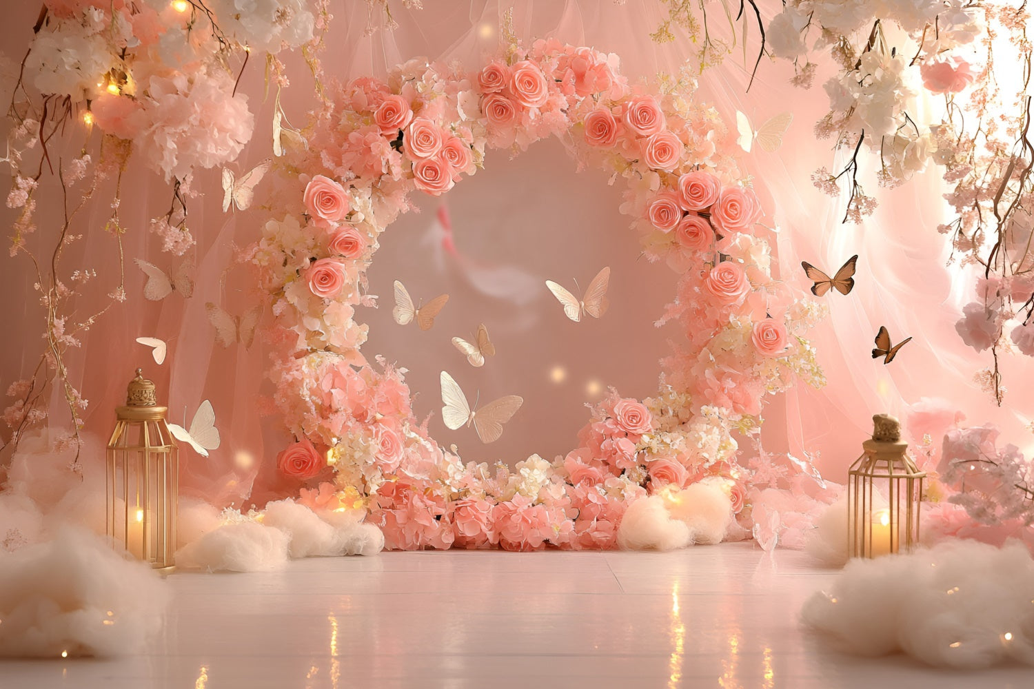 Butterfly Photo Backdrop Rose Ring Fairy Tale Newborn Backdrop UK GQ5-188