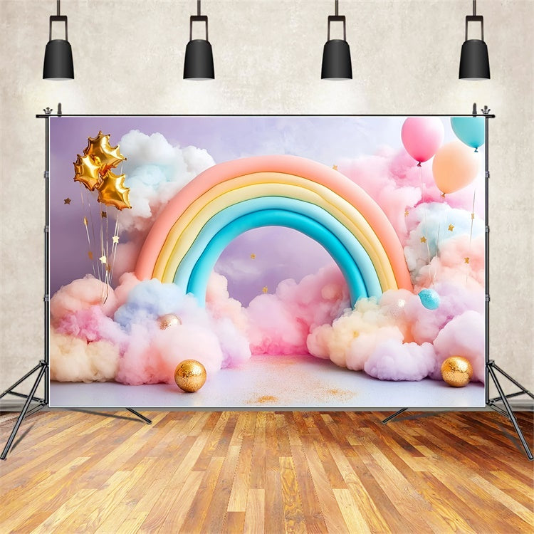 Rainbow Photo Backdrop Pastel Balloon Archway Kids Backdrop UK GQ5-189