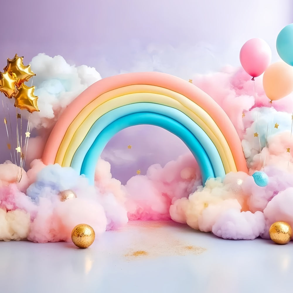Rainbow Photo Backdrop Pastel Balloon Archway Kids Backdrop UK GQ5-189