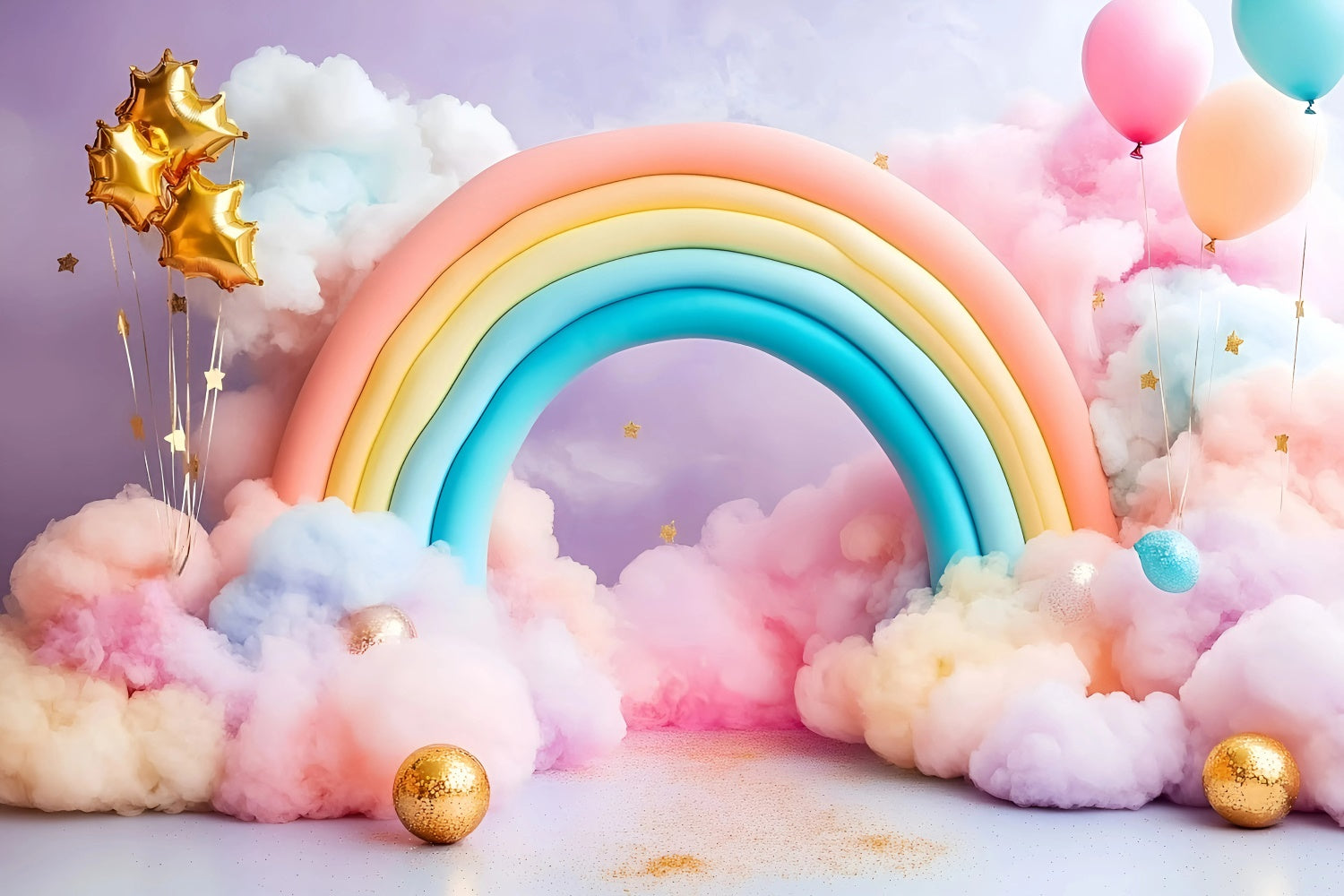 Rainbow Photo Backdrop Pastel Balloon Archway Kids Backdrop UK GQ5-189