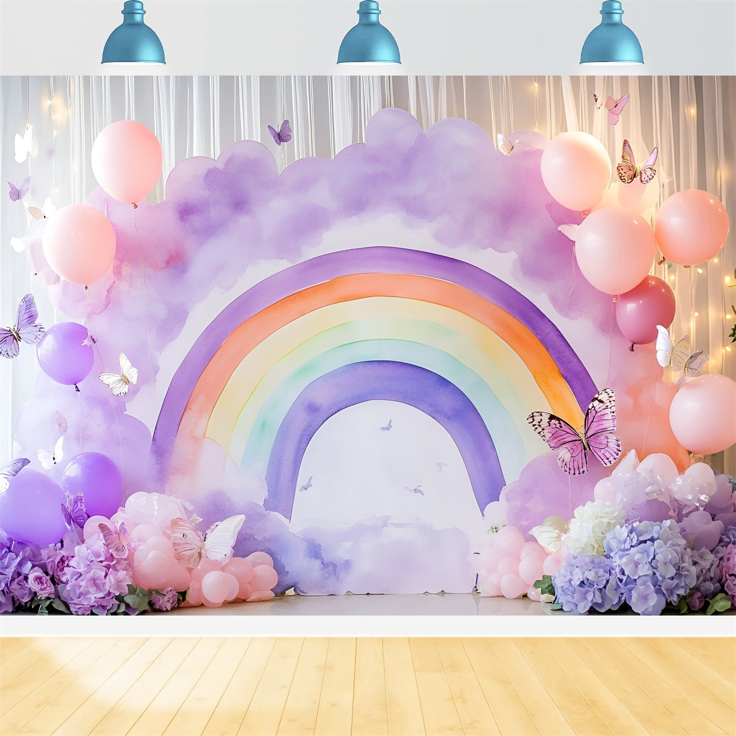 Rainbow Backdrops Watercolor Rainbow Butterfly Kids Backdrops UK GQ5-191
