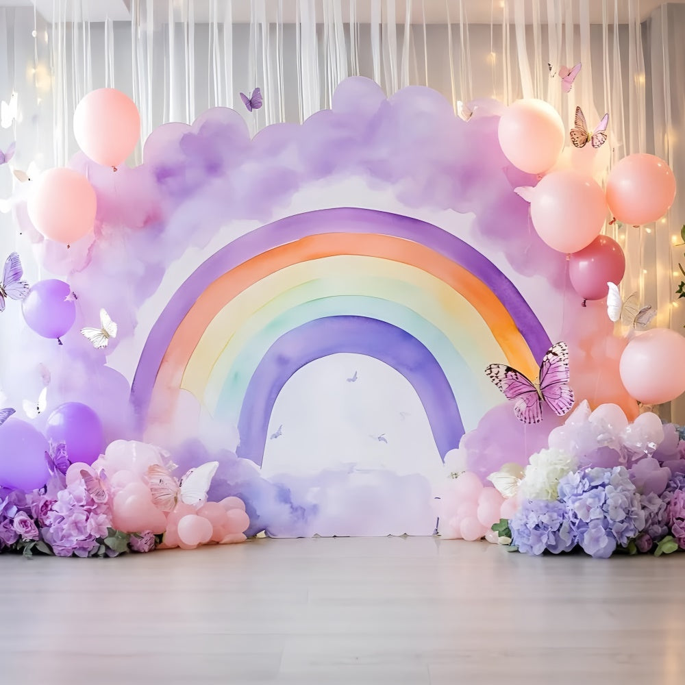 Rainbow Backdrops Watercolor Rainbow Butterfly Kids Backdrops UK GQ5-191