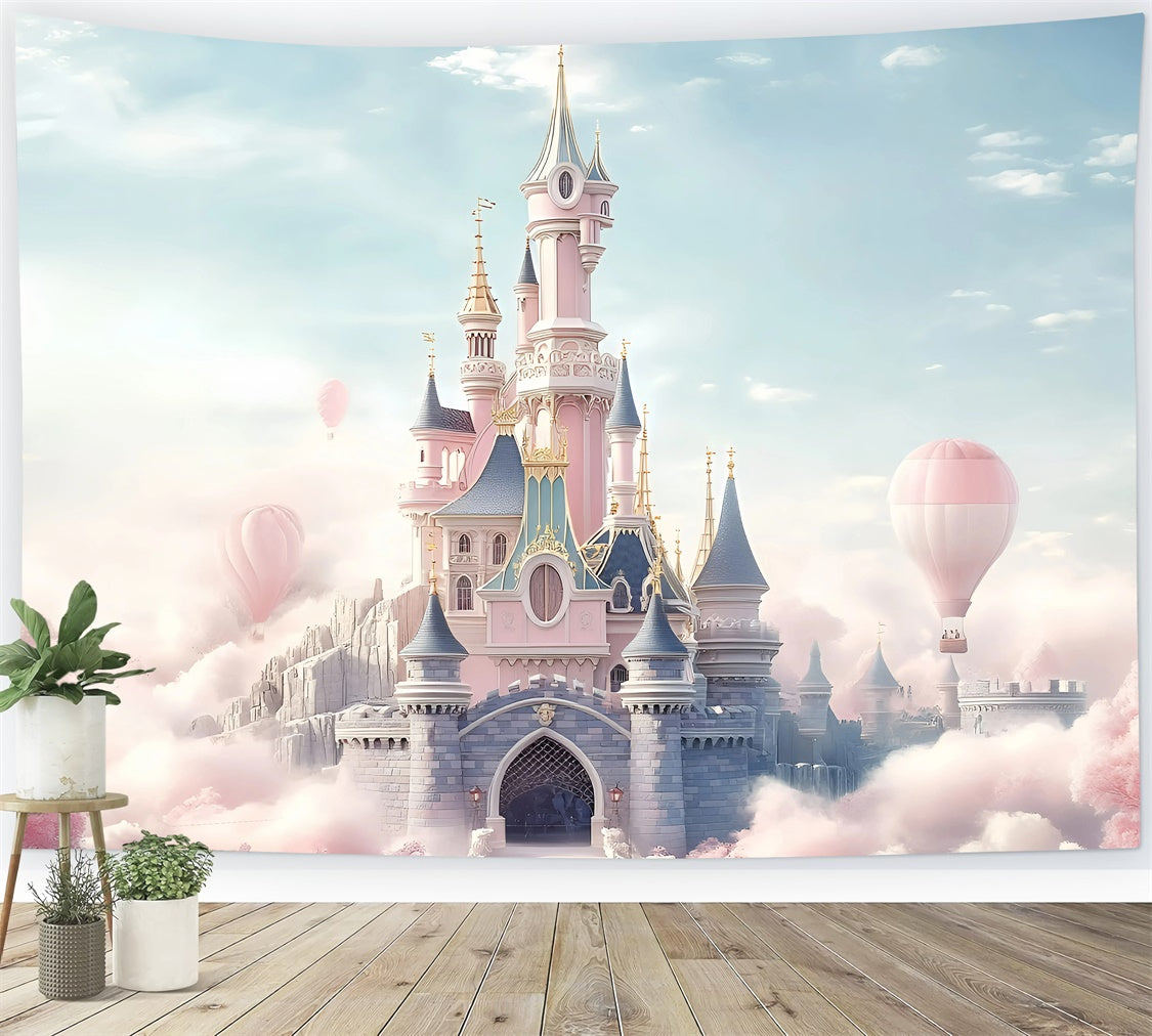 Castle Photo Backdrop Pink Palace Fantasy Kids Backdrop UK GQ5-199