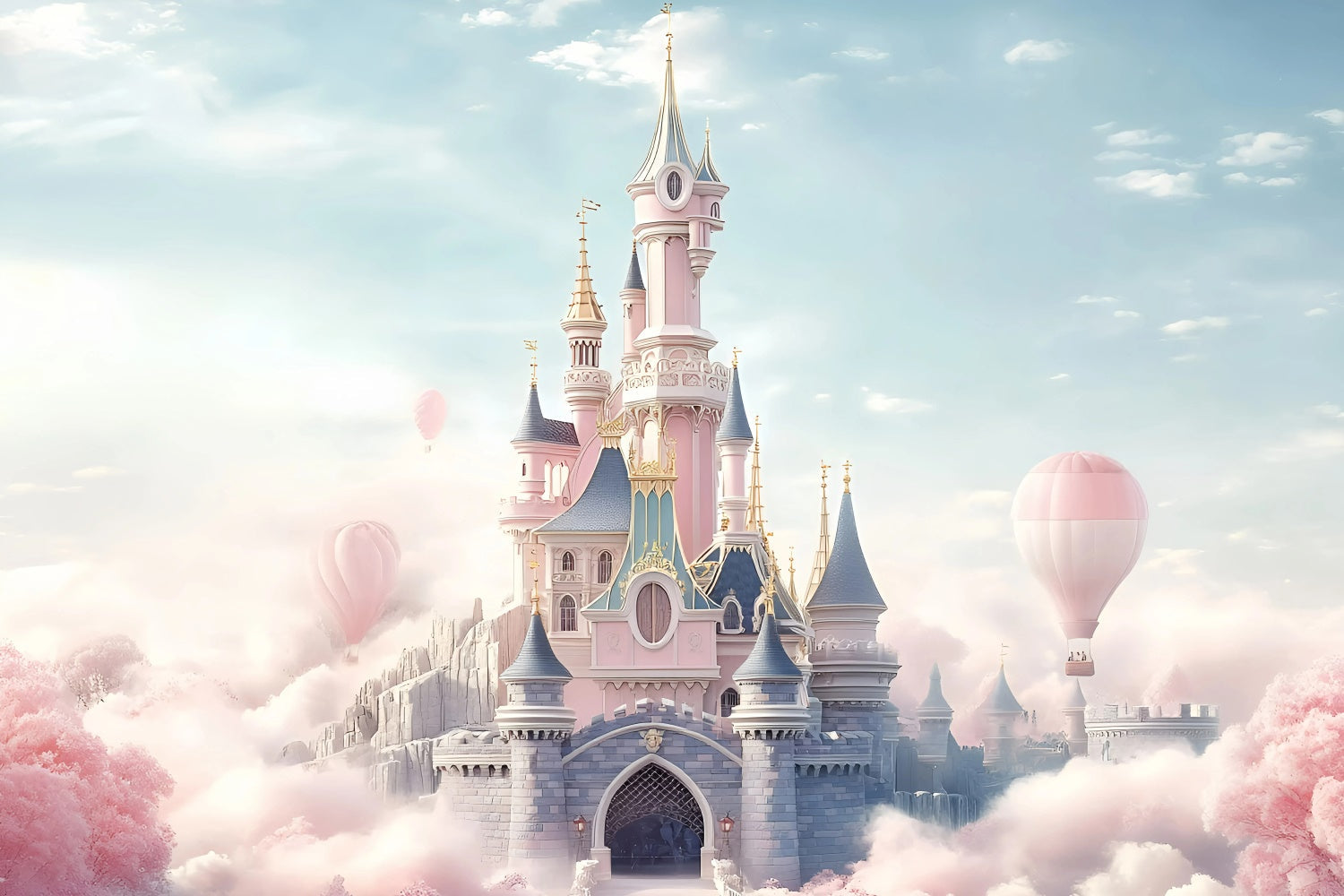 Castle Photo Backdrop Pink Palace Fantasy Kids Backdrop UK GQ5-199