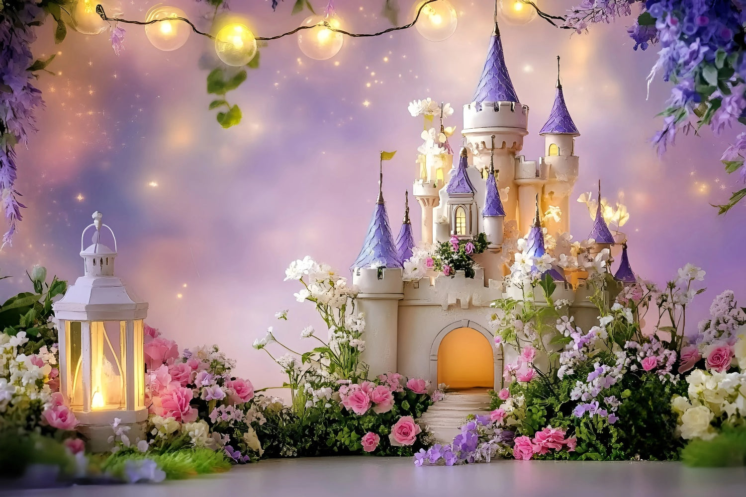 Castle Backdrops Twilight Flower Castle Children Backdrops UK GQ5-200