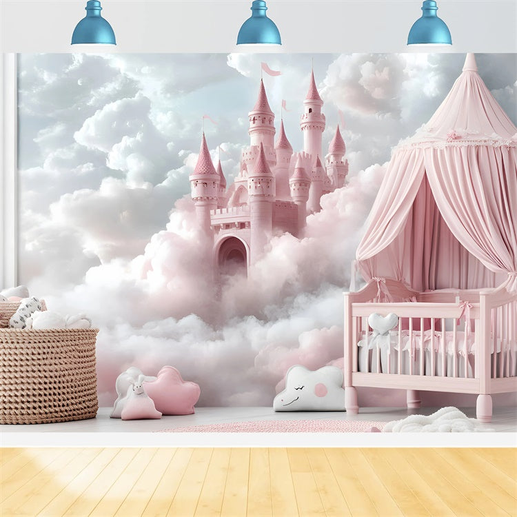 Princess Castle Backdrop Floating Cloud Castle Newborn Backdrop UK GQ5-202