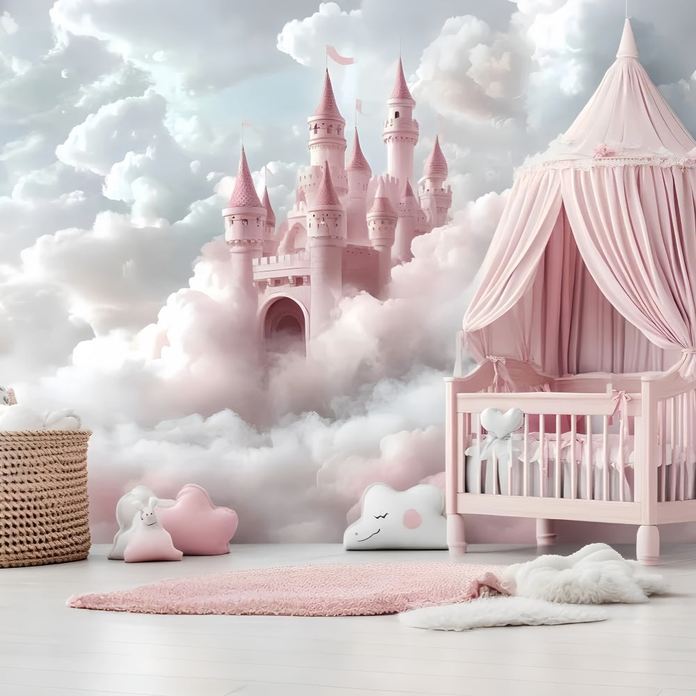 Princess Castle Backdrop Floating Cloud Castle Newborn Backdrop UK GQ5-202