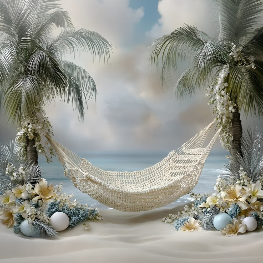 Photography Backdrops For Kids Floral Beach Palm Backdrop UK GQ5-204