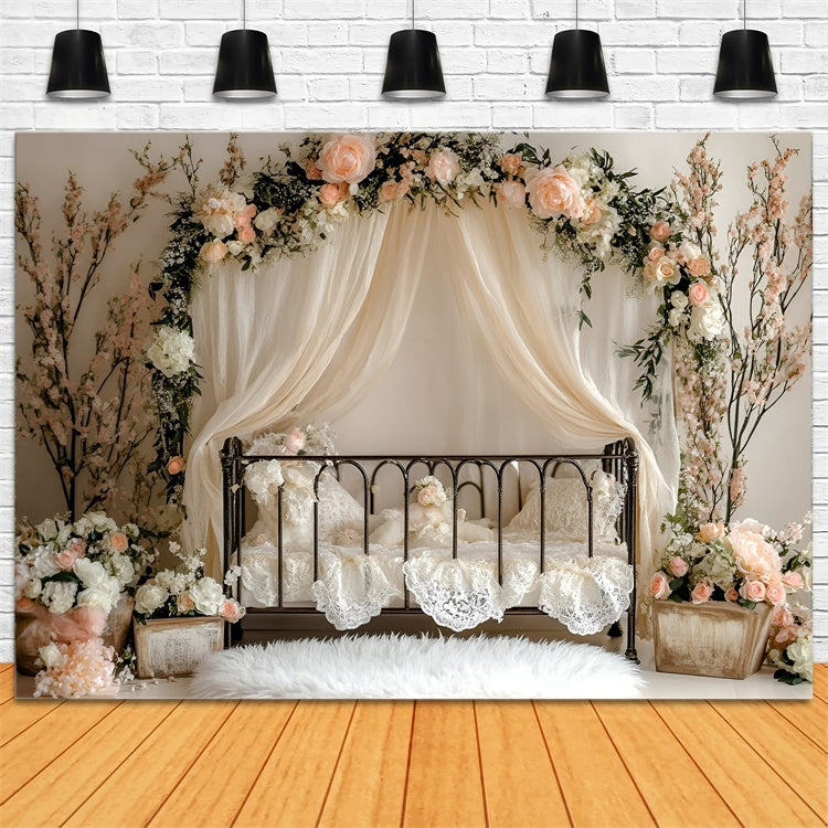 Newborn Photo Backdrop Vintage Floral Crib Dreams Backdrop UK GQ5-207
