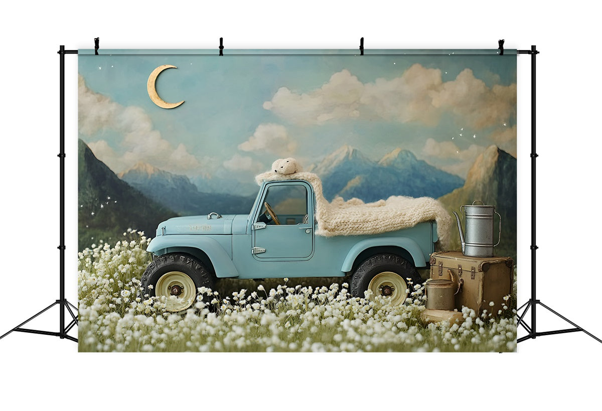 Newborn Photoshoot Backdrop Blue Truck Adventure Backdrop UK GQ5-208