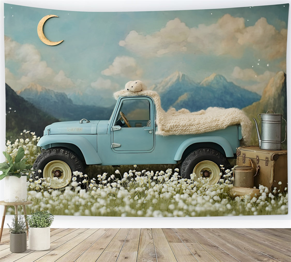 Newborn Photoshoot Backdrop Blue Truck Adventure Backdrop UK GQ5-208