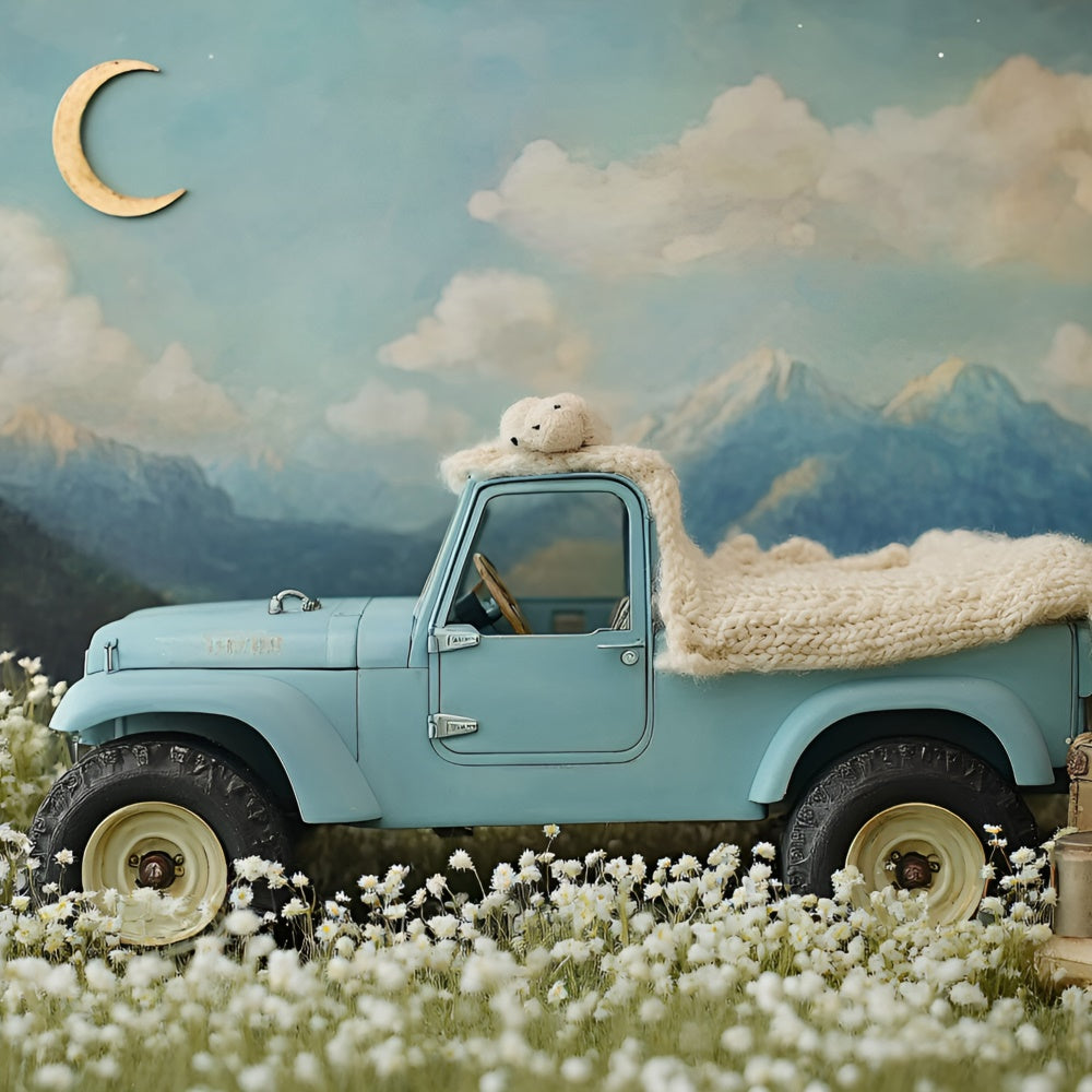 Newborn Photoshoot Backdrop Blue Truck Adventure Backdrop UK GQ5-208
