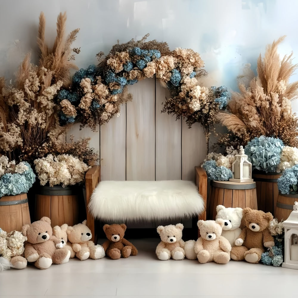 Newborn Photography Backdrops Teddy Bear Garden Backdrop UK GQ5-209