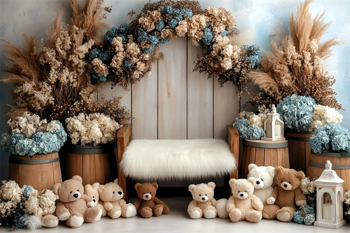 Newborn Photography Backdrops Teddy Bear Garden Backdrop UK GQ5-209