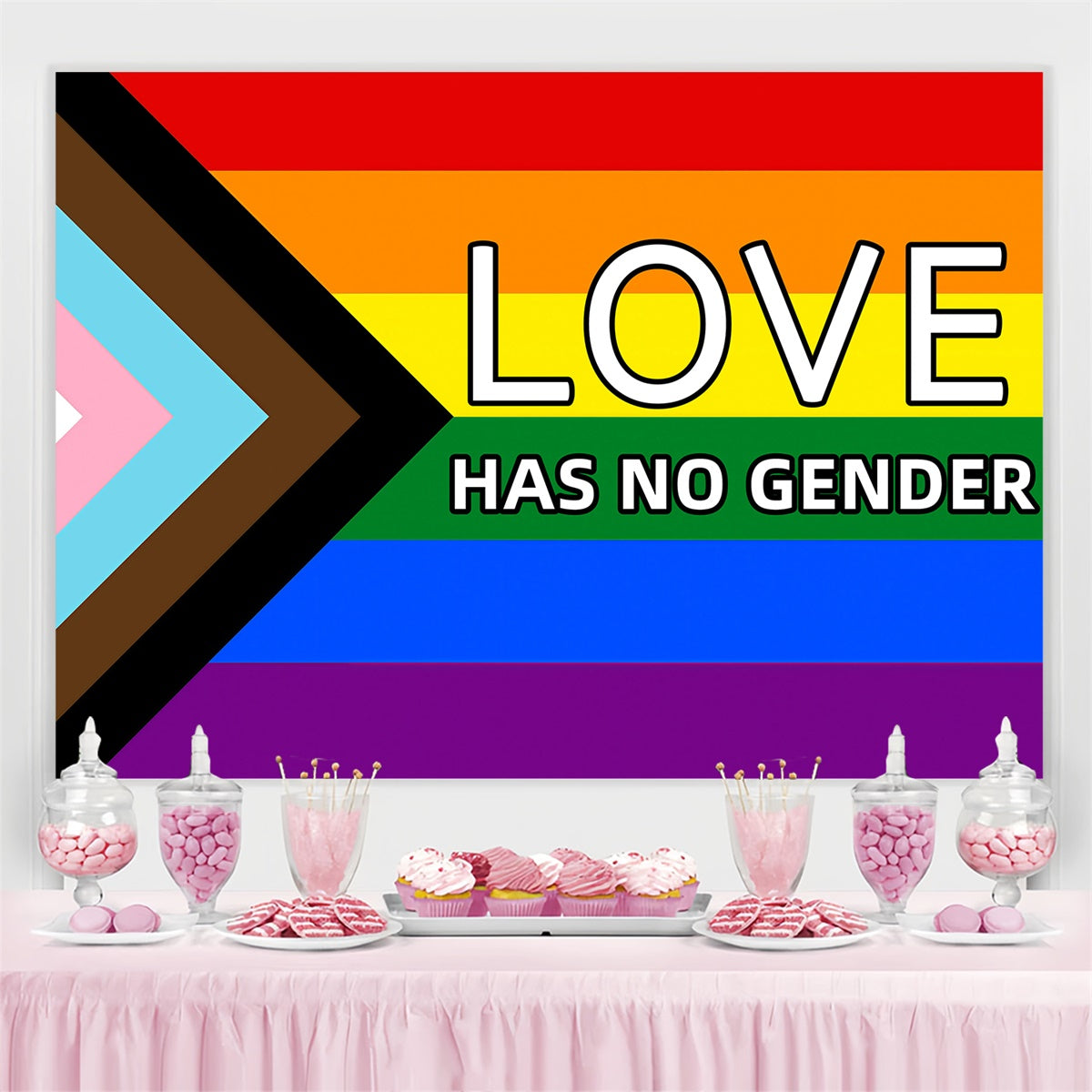 Gay Pride Backdrop Progress Pride Message Backdrop UK GQ5-210