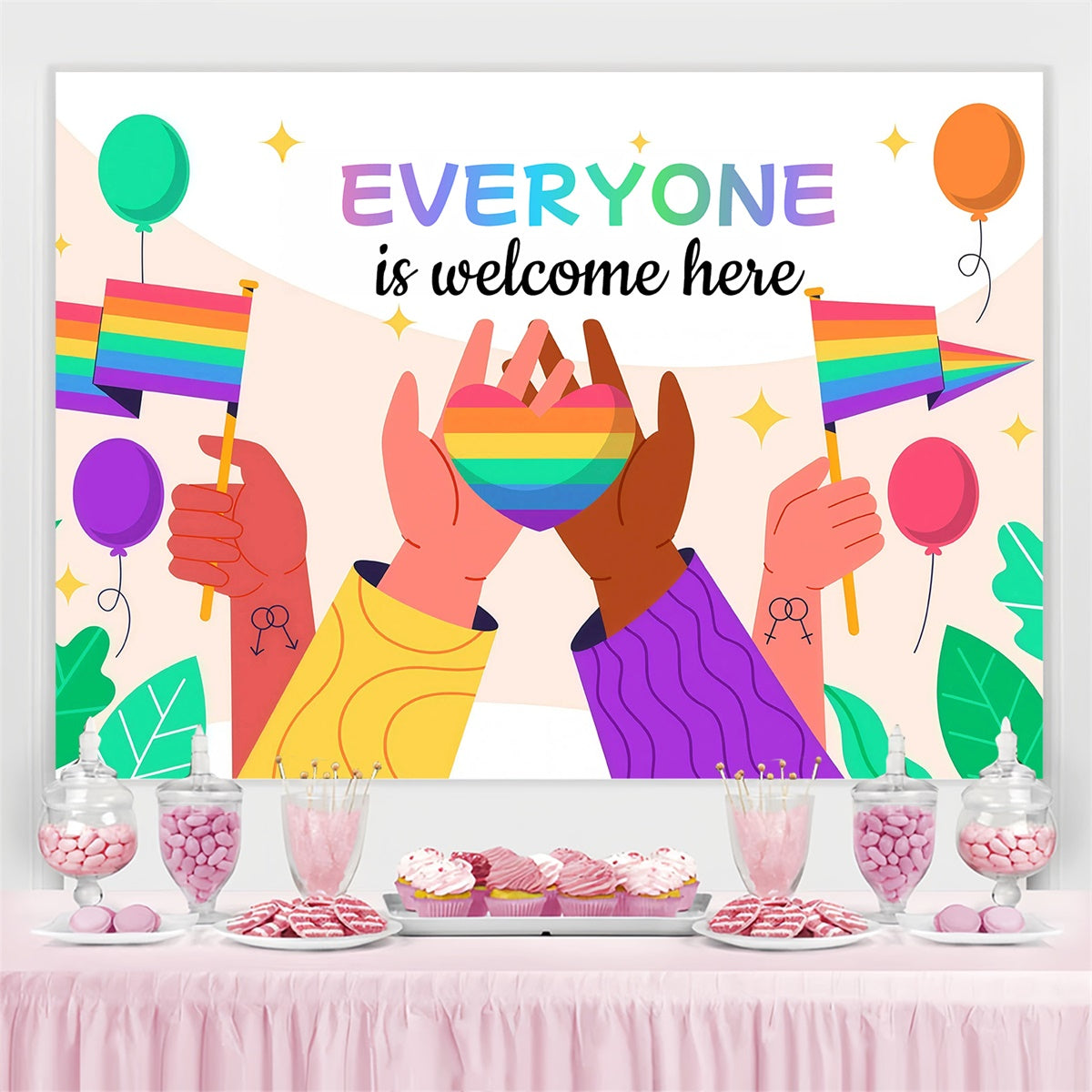 Pride Backdrops Colorful Welcome Message Backdrop UK GQ5-215