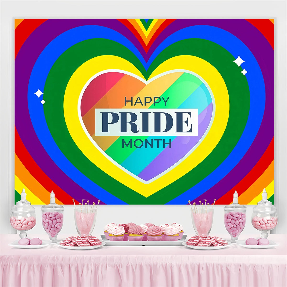 Pride Month Backdrop Rainbow Heart Power Backdrop UK GQ5-222