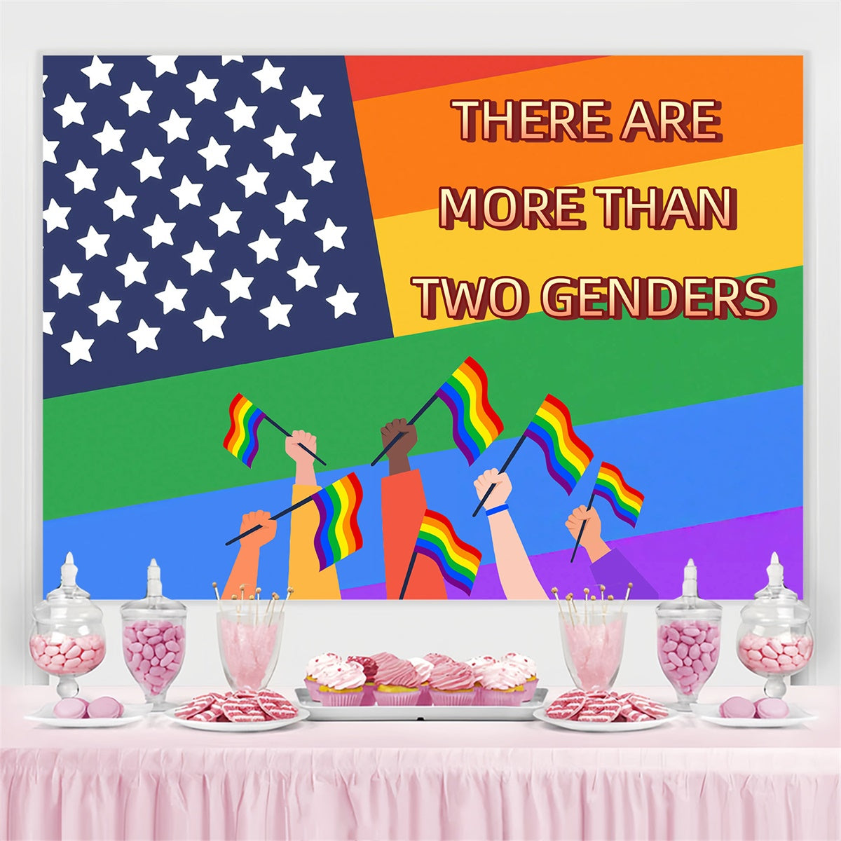 Pride Photo Backdrop Rainbow Justice Flag Backdrop UK GQ5-223